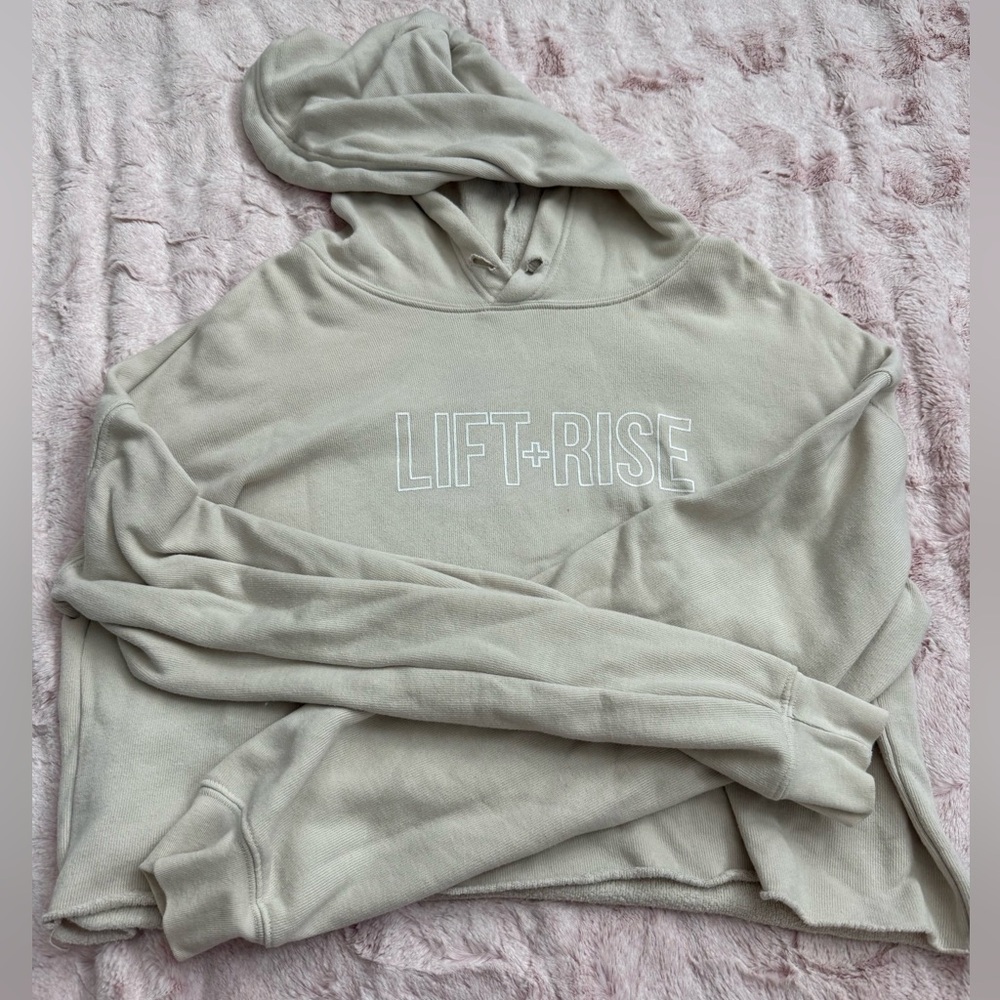 Cream Cropped Hoodie